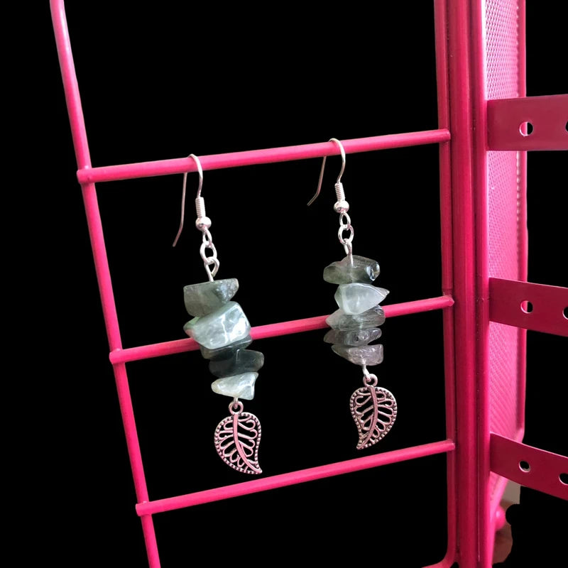 Filigree Leaves Jade Dangle Earrings