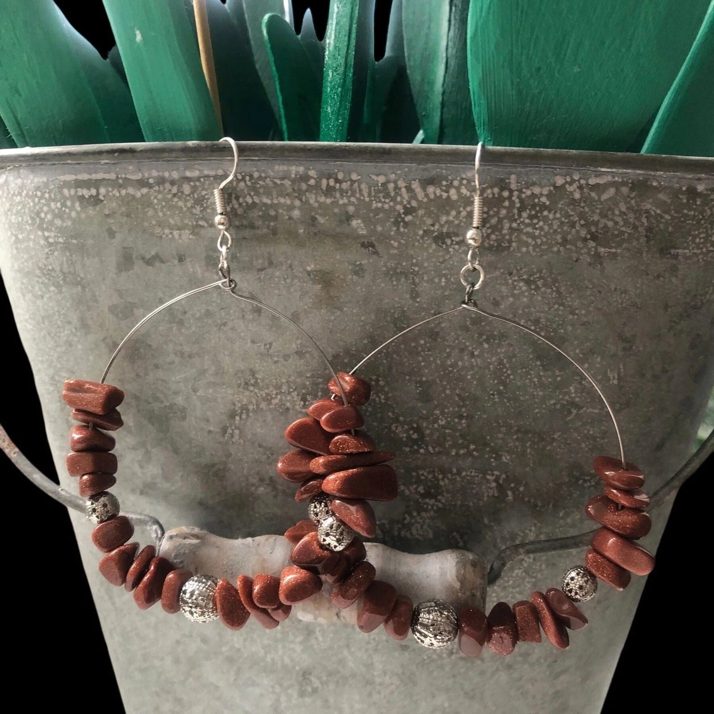 Statement Hoop Earrings with Goldstones
