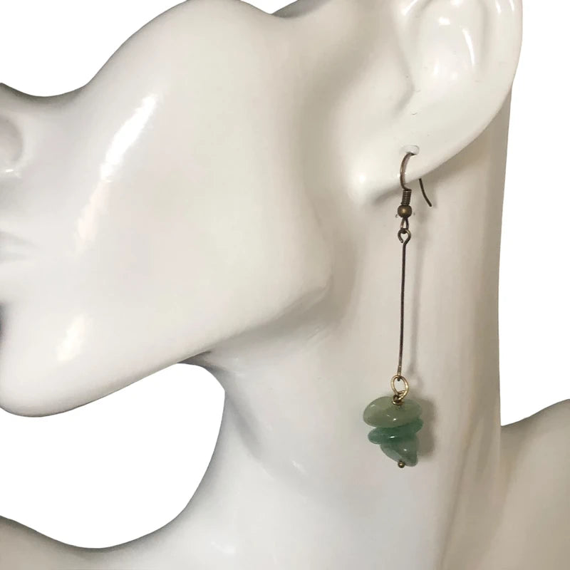 Antique Bronze Long Aventurine Earrings