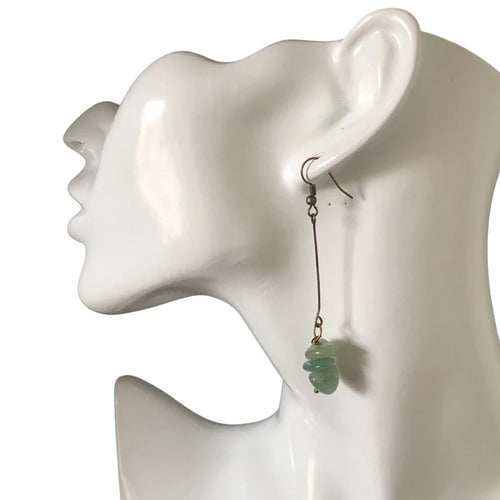 Antique Bronze Long Aventurine Earrings