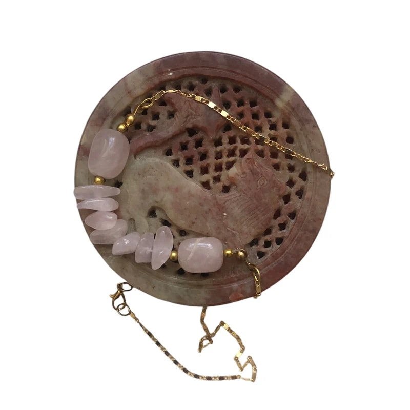 Rose Quartz Gold Plated Necklace