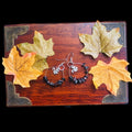Hoop Earrings with Obsidian and Squirrel Charms