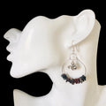 Hoop Earrings with Obsidian and Squirrel Charms