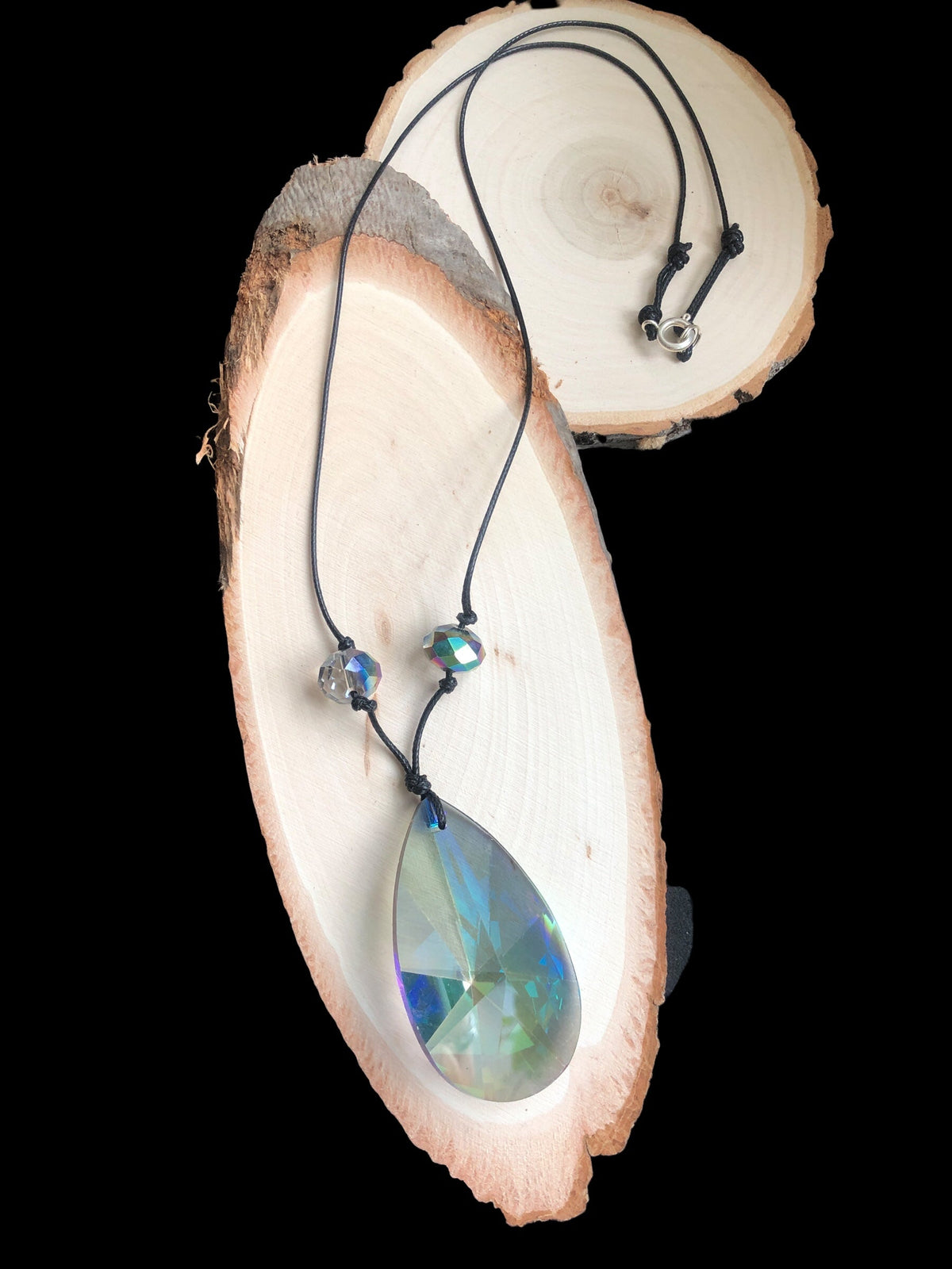 Cord and Statement Crystal Pendant Necklace