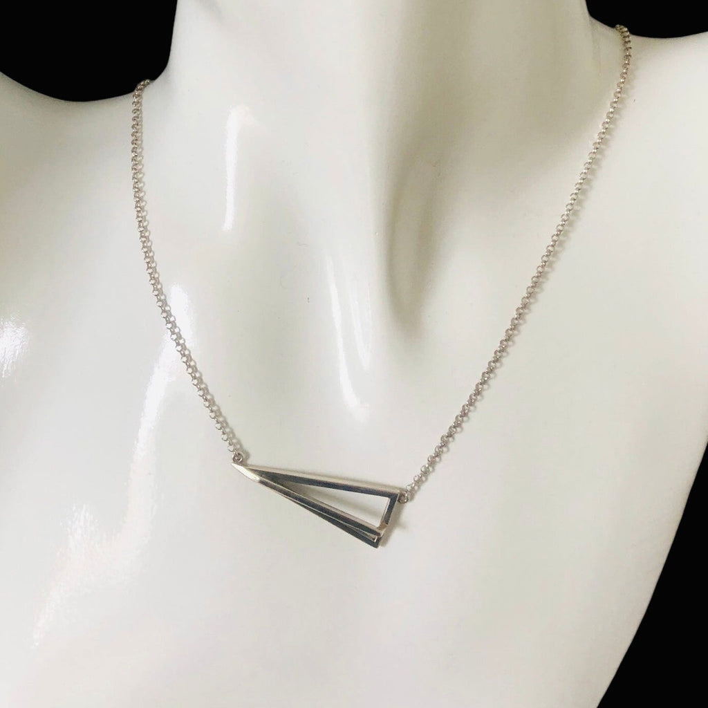 925 Silver Pyramid Pendant Necklace
