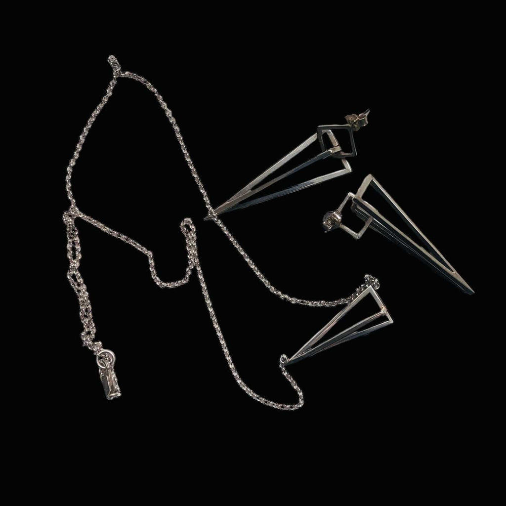 925 Silver Pyramid Pendant Necklace