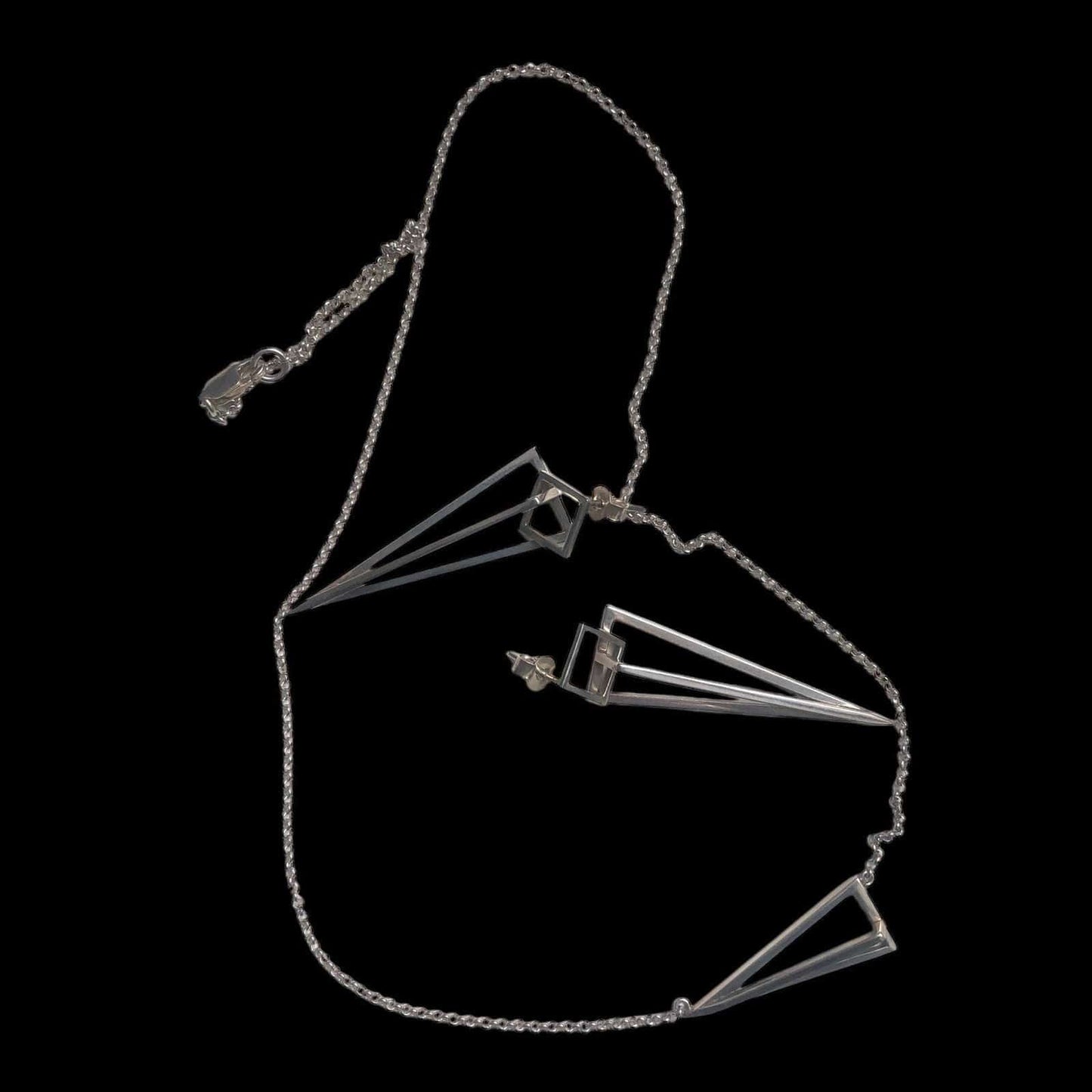 925 Silver Pyramid Pendant Necklace