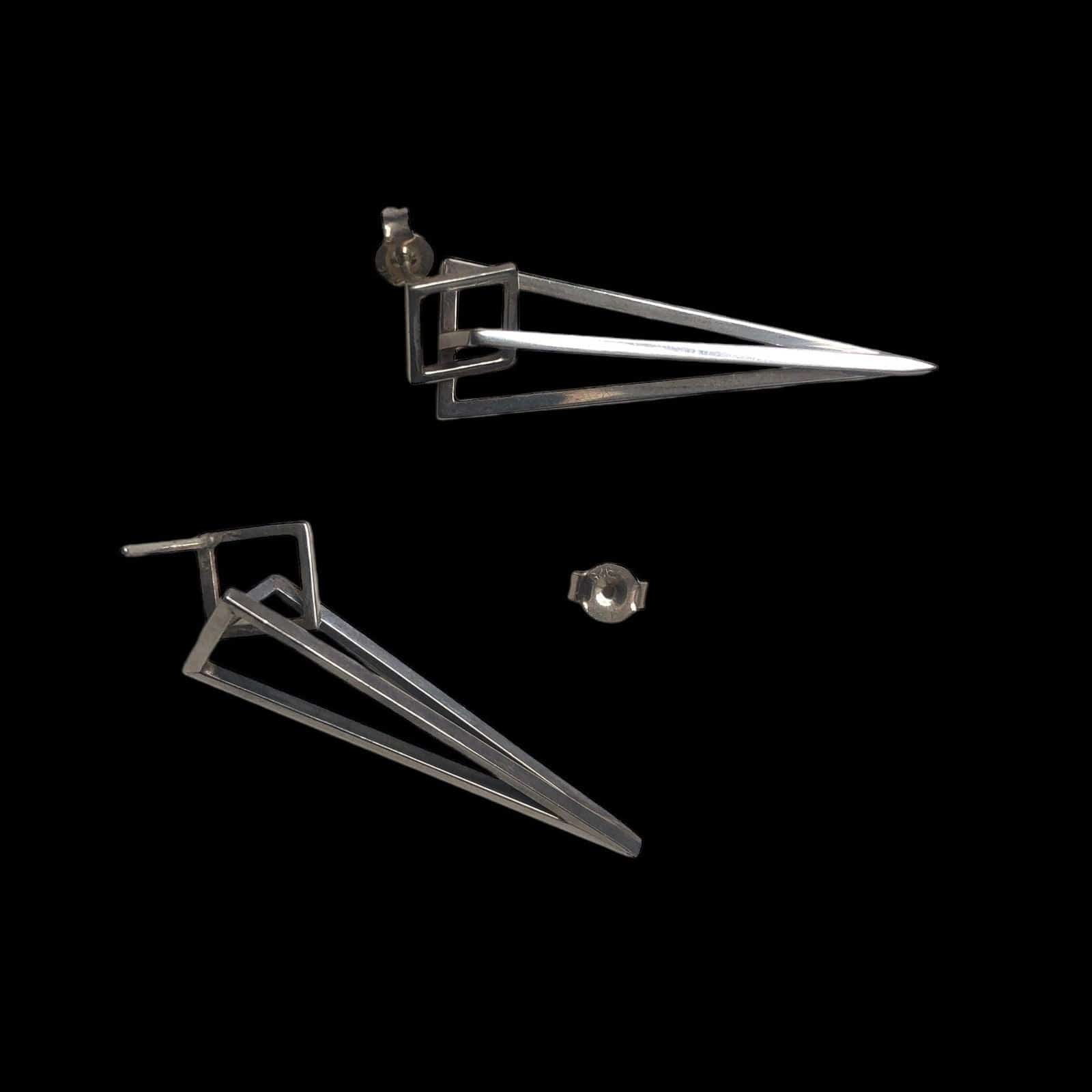 925 Silver Pyramid Stud Earrings