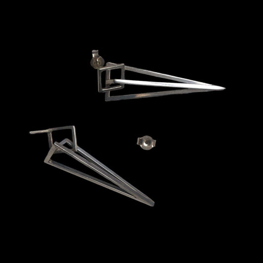 925 Silver Pyramid Stud Earrings
