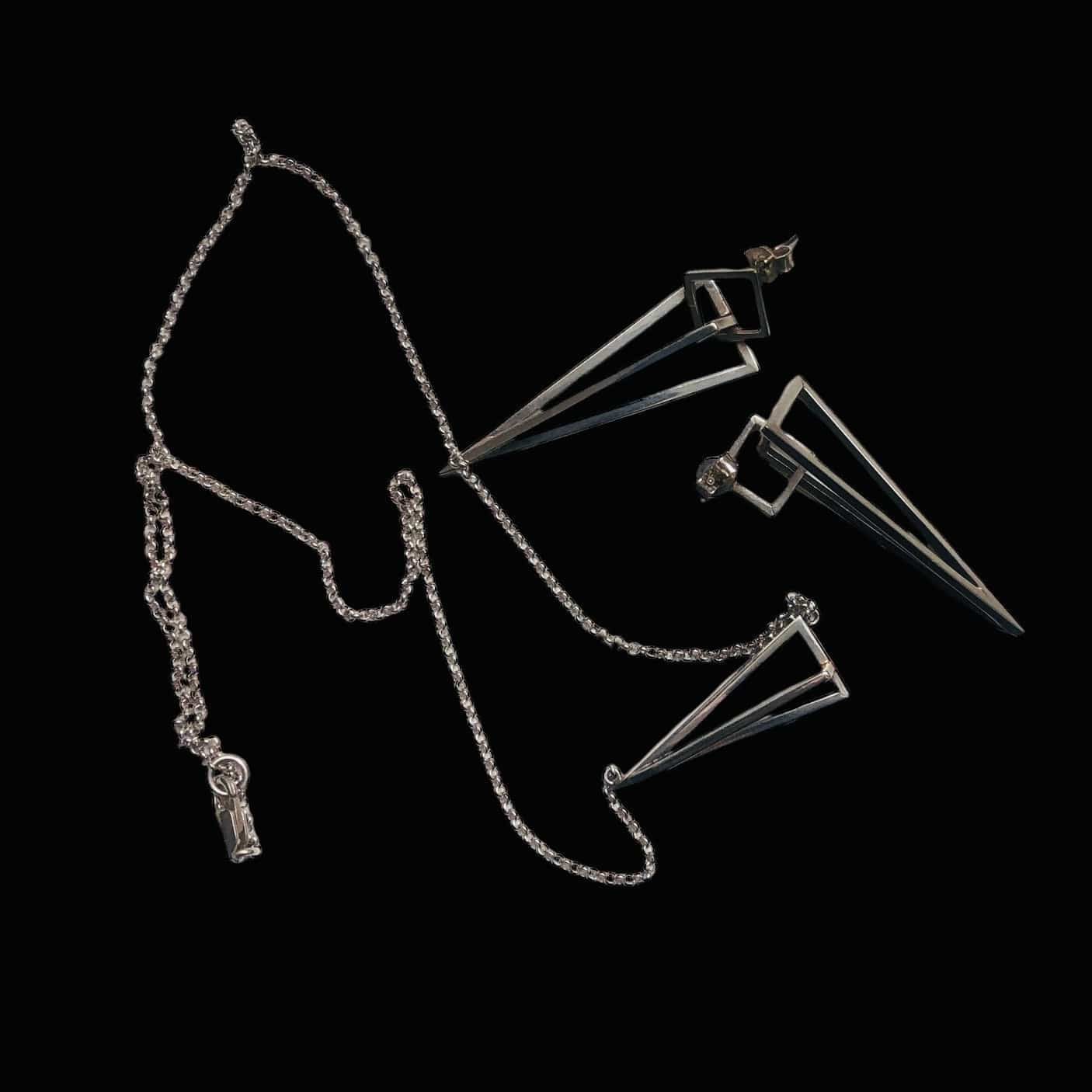 925 Silver Pyramid Stud Earrings