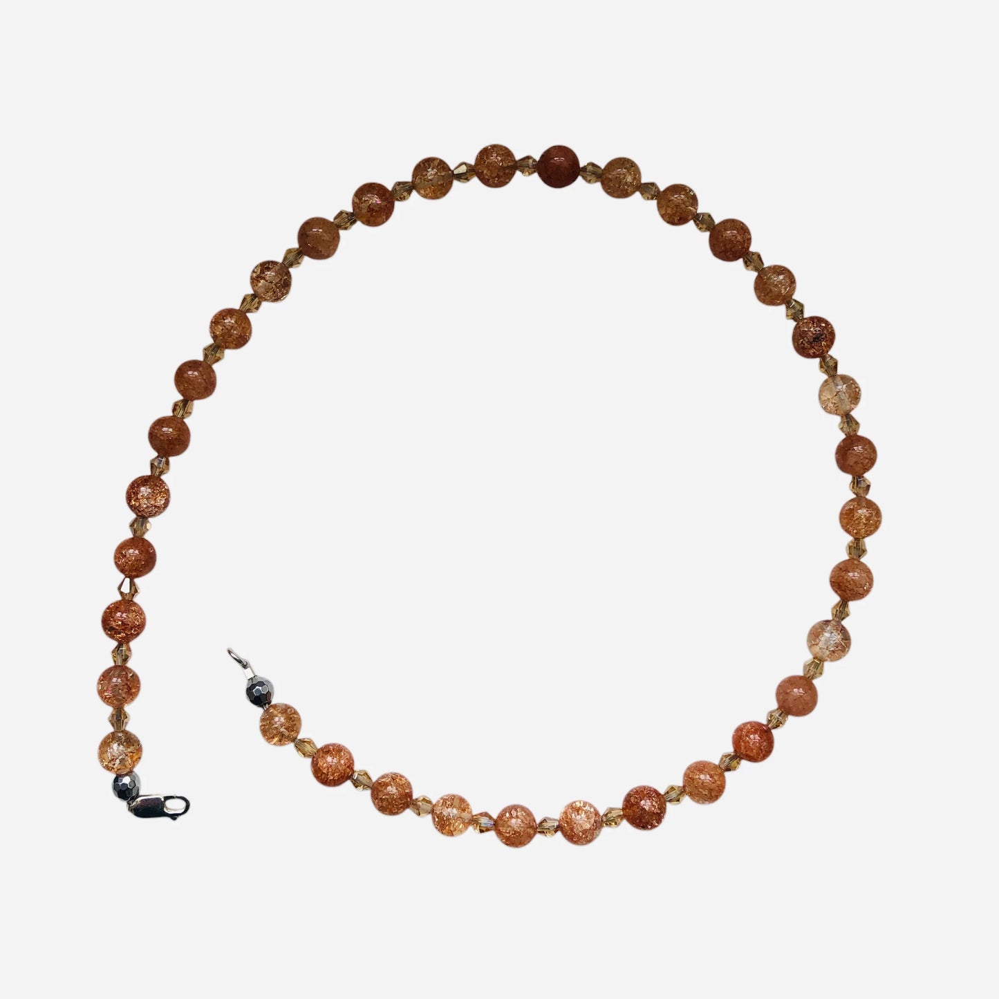 Crackle Quartz and Czech Crystal Beaded Necklace
