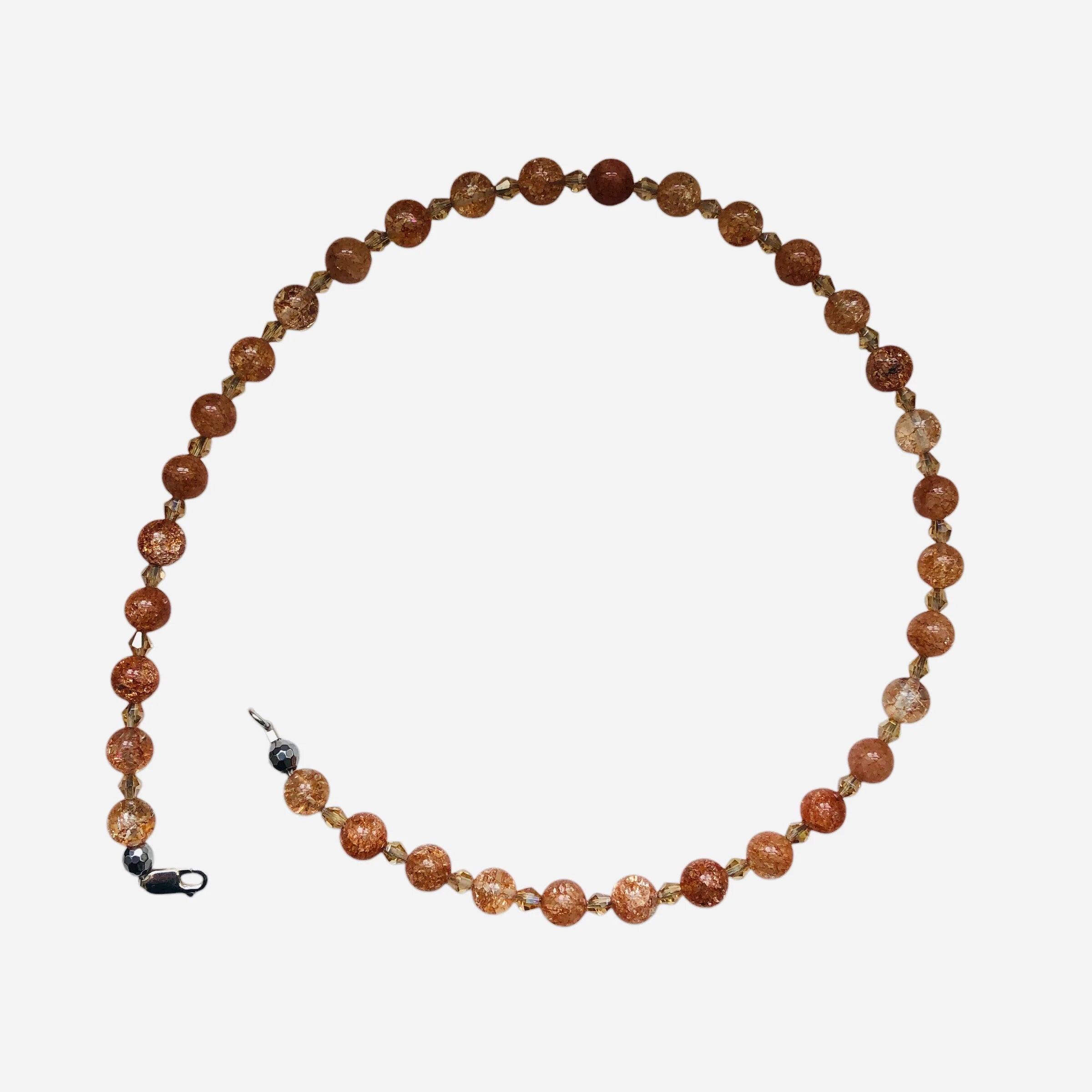 Crackle Quartz and Czech Crystal Beaded Necklace