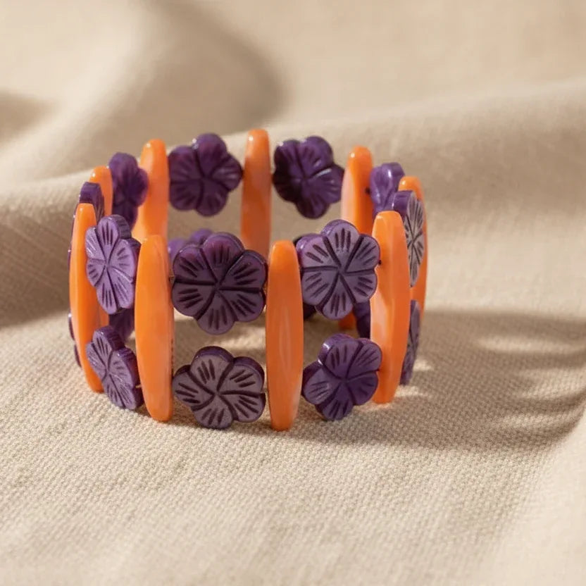 Orange and Purple Mother of Pearl Bracelet - Silver Chamber Jewellery Store