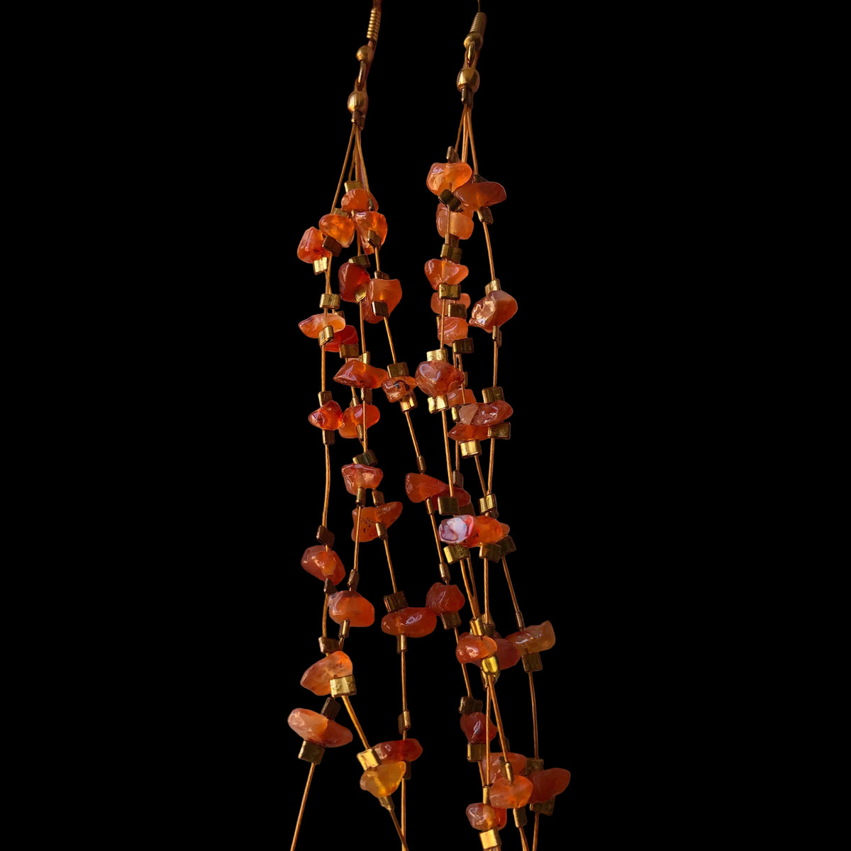 Long Carnelian and Coper Earrings