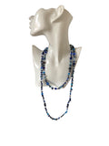 Blue Stones and Glass Beaded Long Necklace