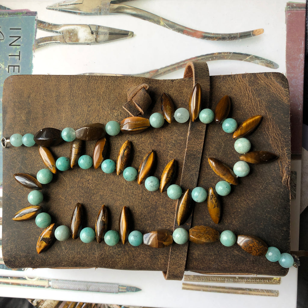 Amazonite and Tiger’s Eye Beaded Necklace