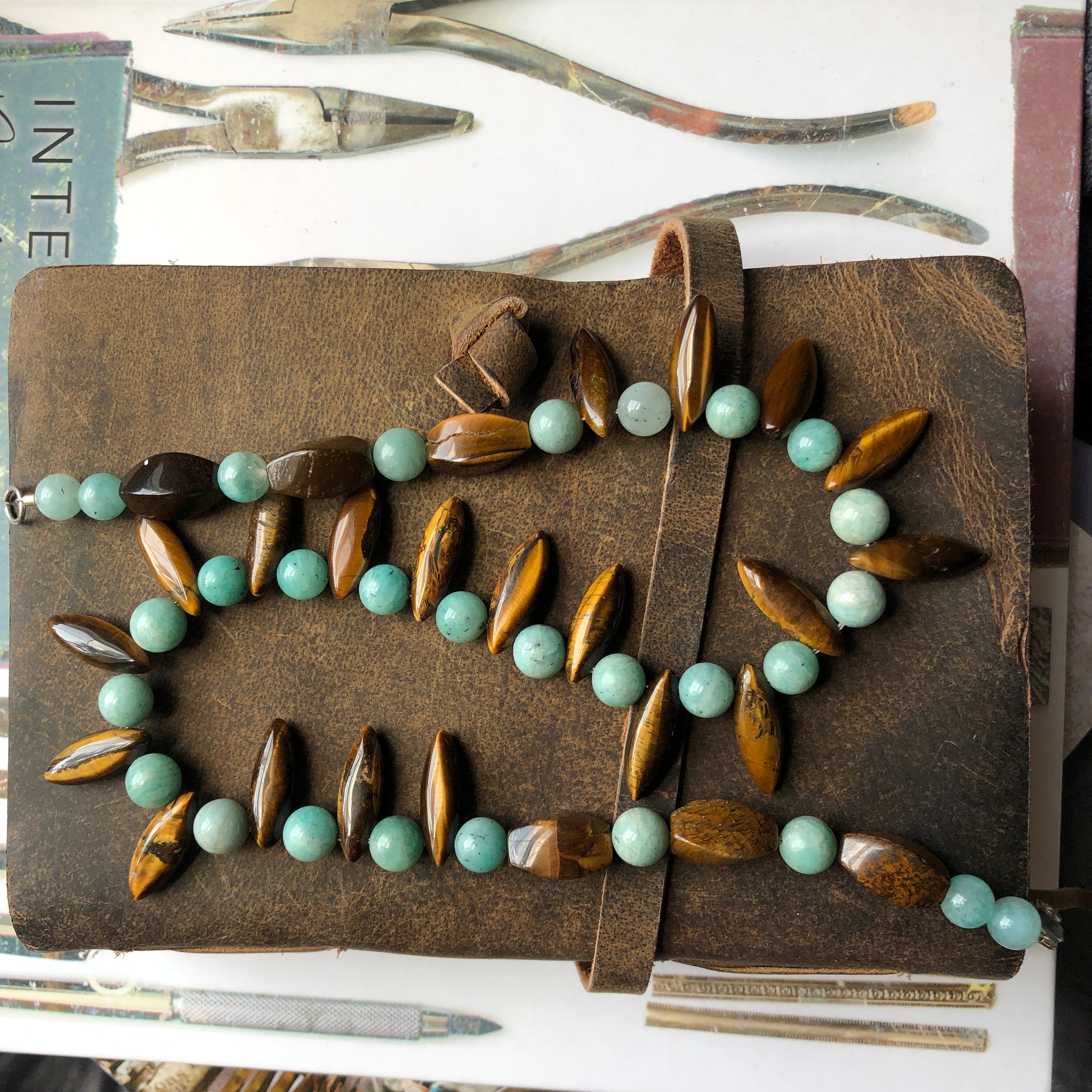 Amazonite and Tiger’s Eye Beaded Necklace