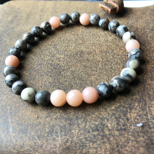 Pink Opal and Picasso Jasper Beaded Bracelet