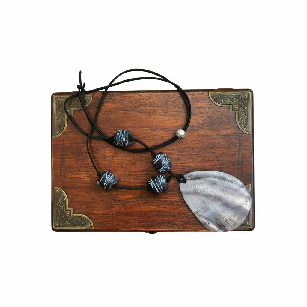 Statement Mother of Pearl Drop Pendant with Gotland Glass Beads