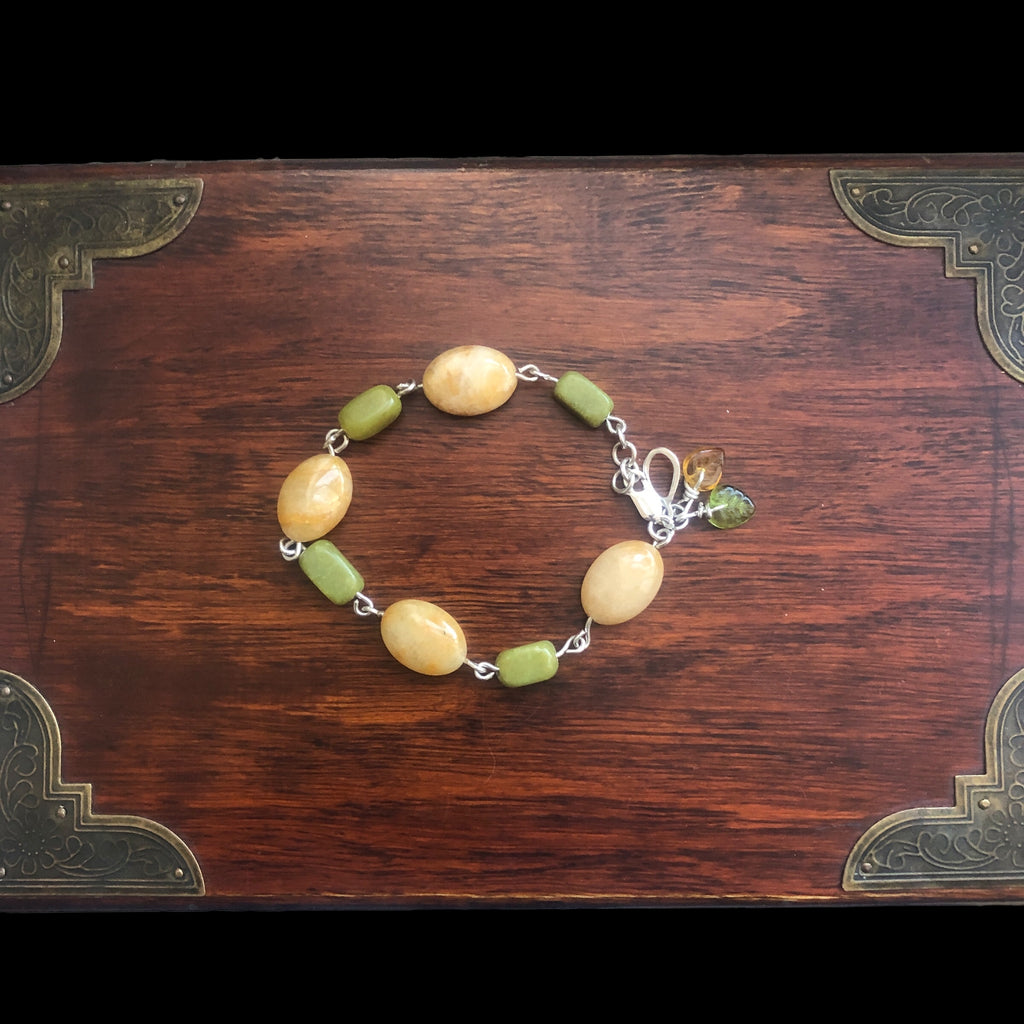 Yellow Aventurine and Lemon Jade Segmented Bracelet