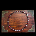 Red Glass and Silver Pyrite Beaded Necklace