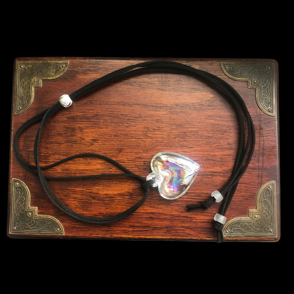 AB Glass Heart Pendant Necklace