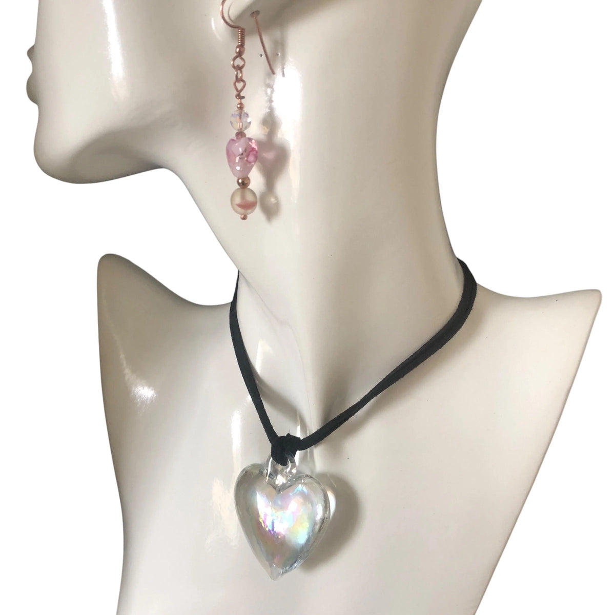 AB Glass Heart Pendant Necklace