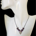 Black Thread Choker Necklace with Amethyst Chips