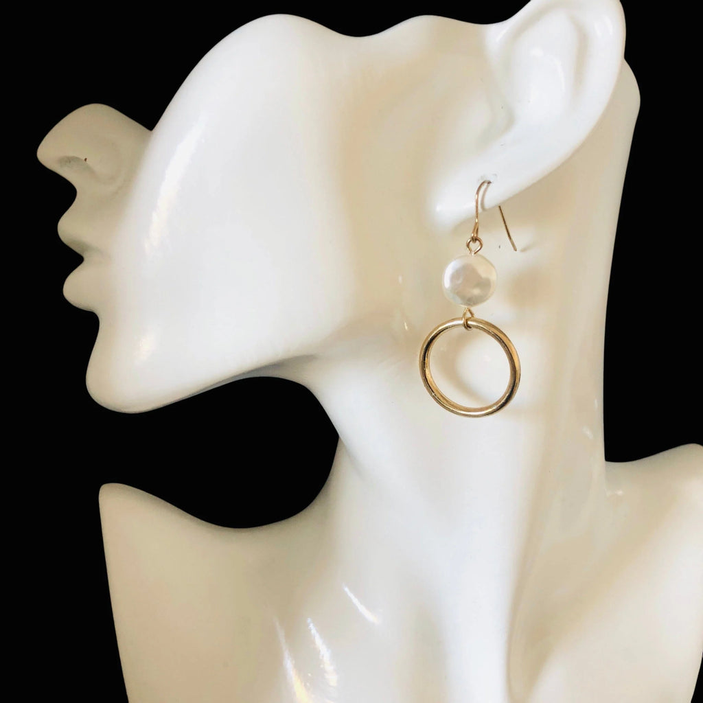 Gold-plated Hoop Earrings With Pearls