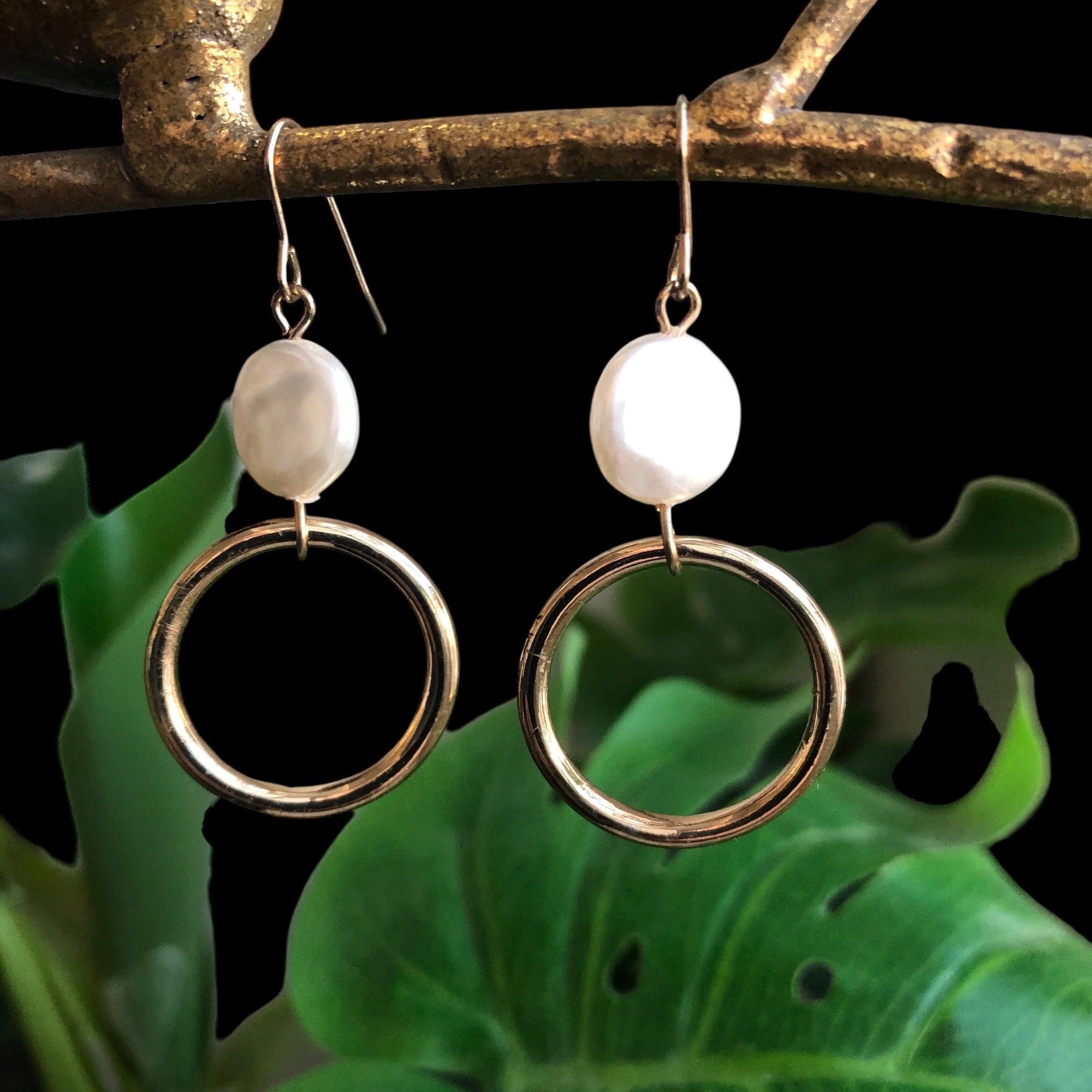 Gold-plated Hoop Earrings With Pearls