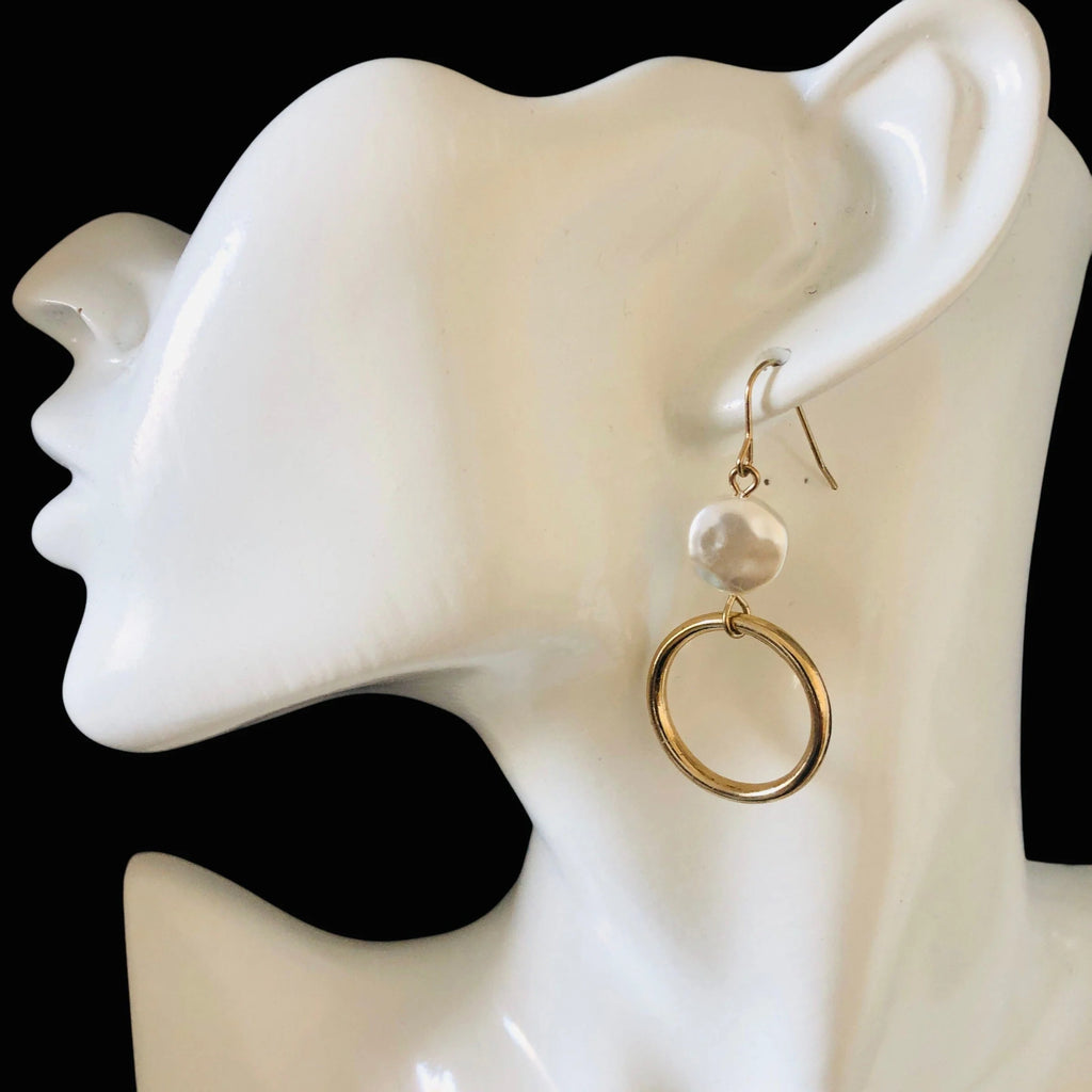 Gold-plated Hoop Earrings With Pearls