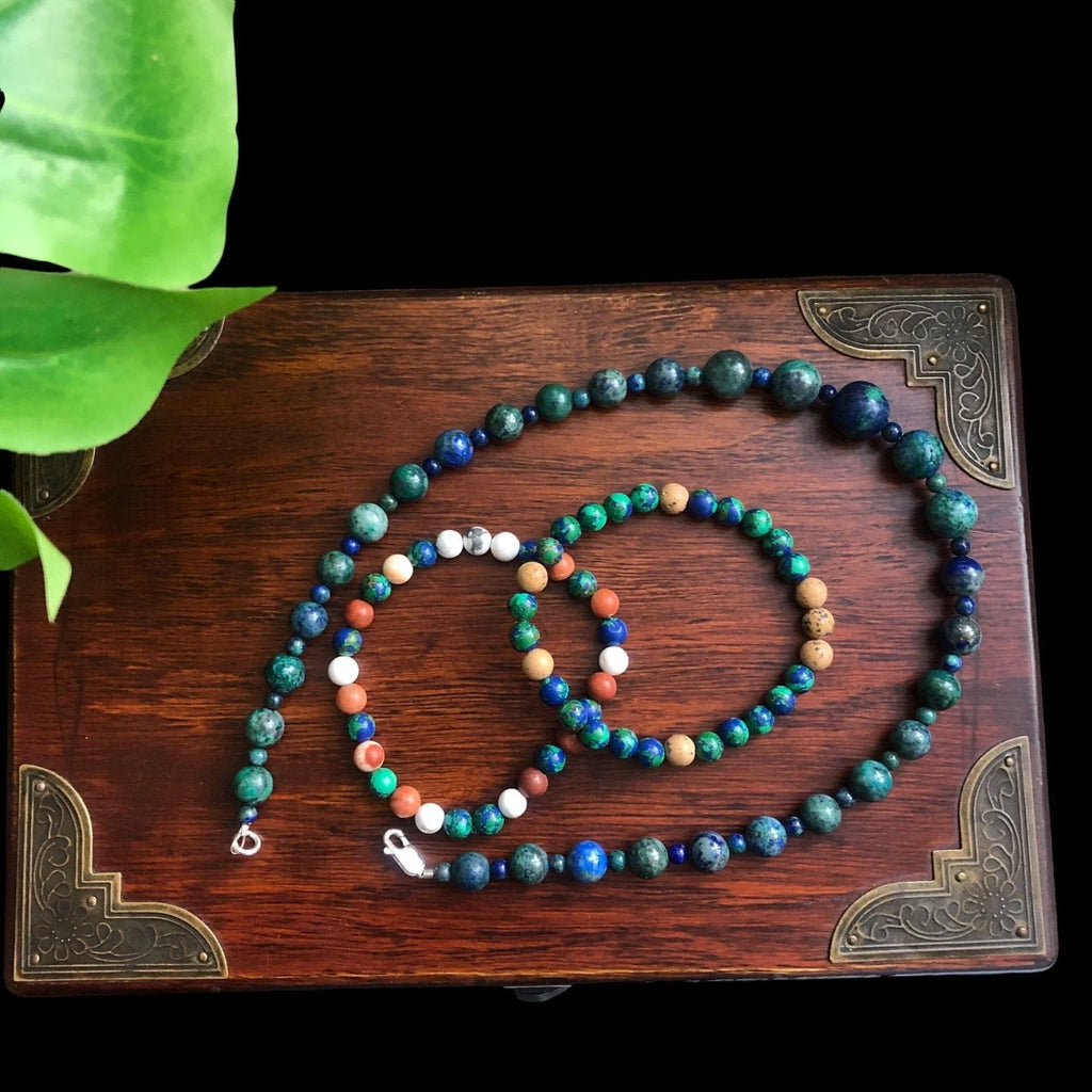 Lapis Lazuli and 925 Silver Beaded Necklace
