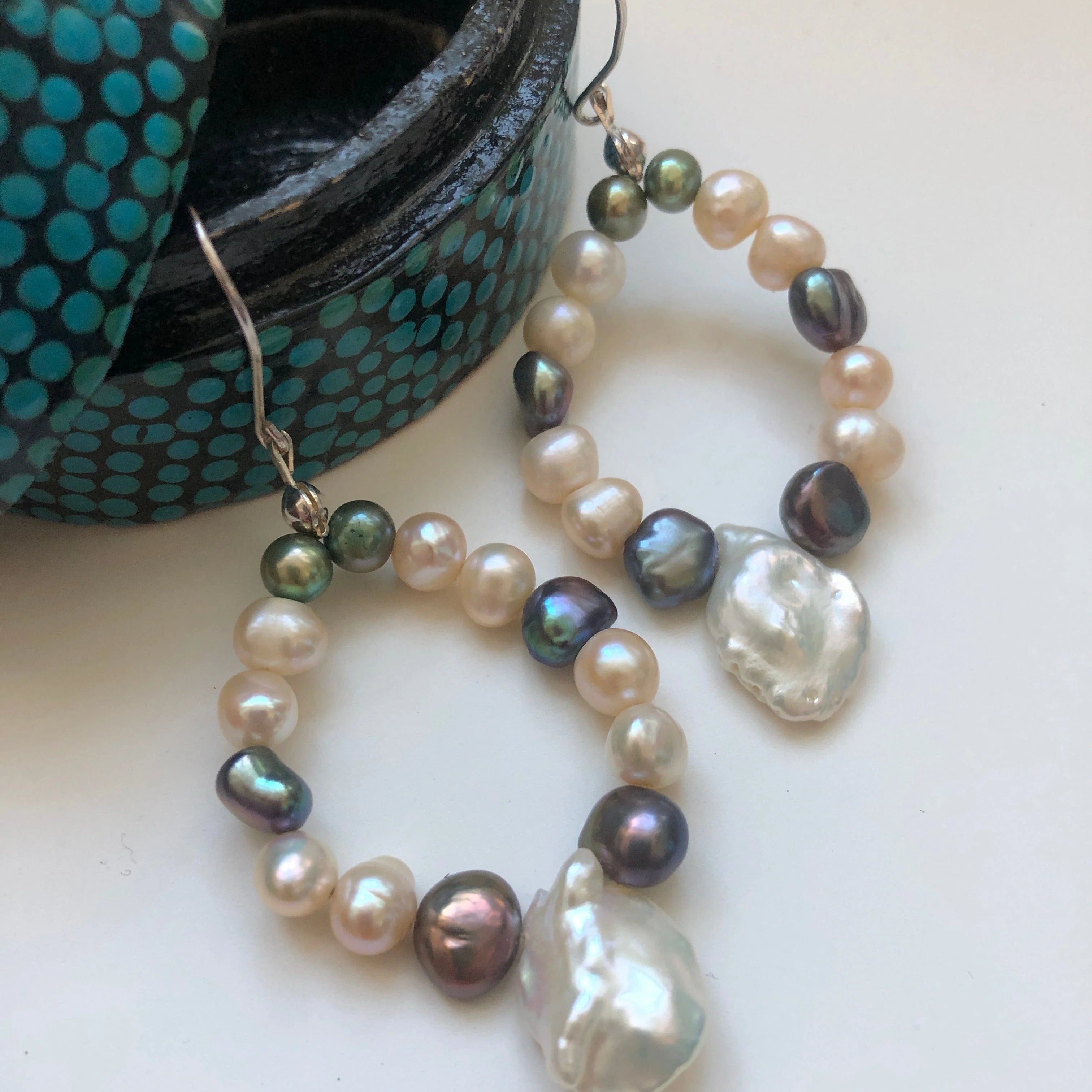 Handmade Freshwater Pearls Dangle Earrings