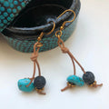 Handmade Turquoise and Lava Dangle Earrings