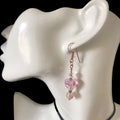 Pink Glass Hearts Rose Gold Earrings