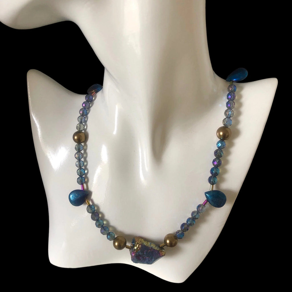Quartz, Pyrite and Hematite Beaded Choker Necklace