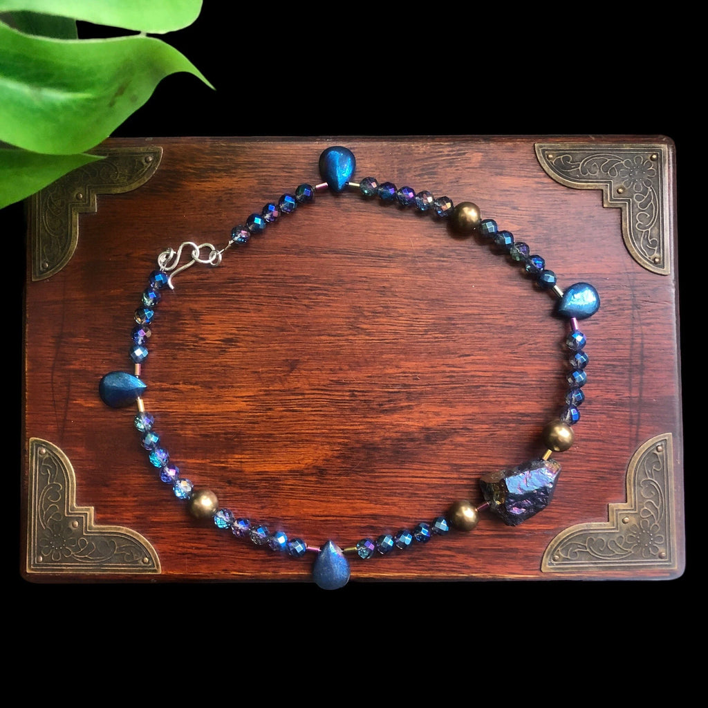 Quartz, Pyrite and Hematite Beaded Choker Necklace