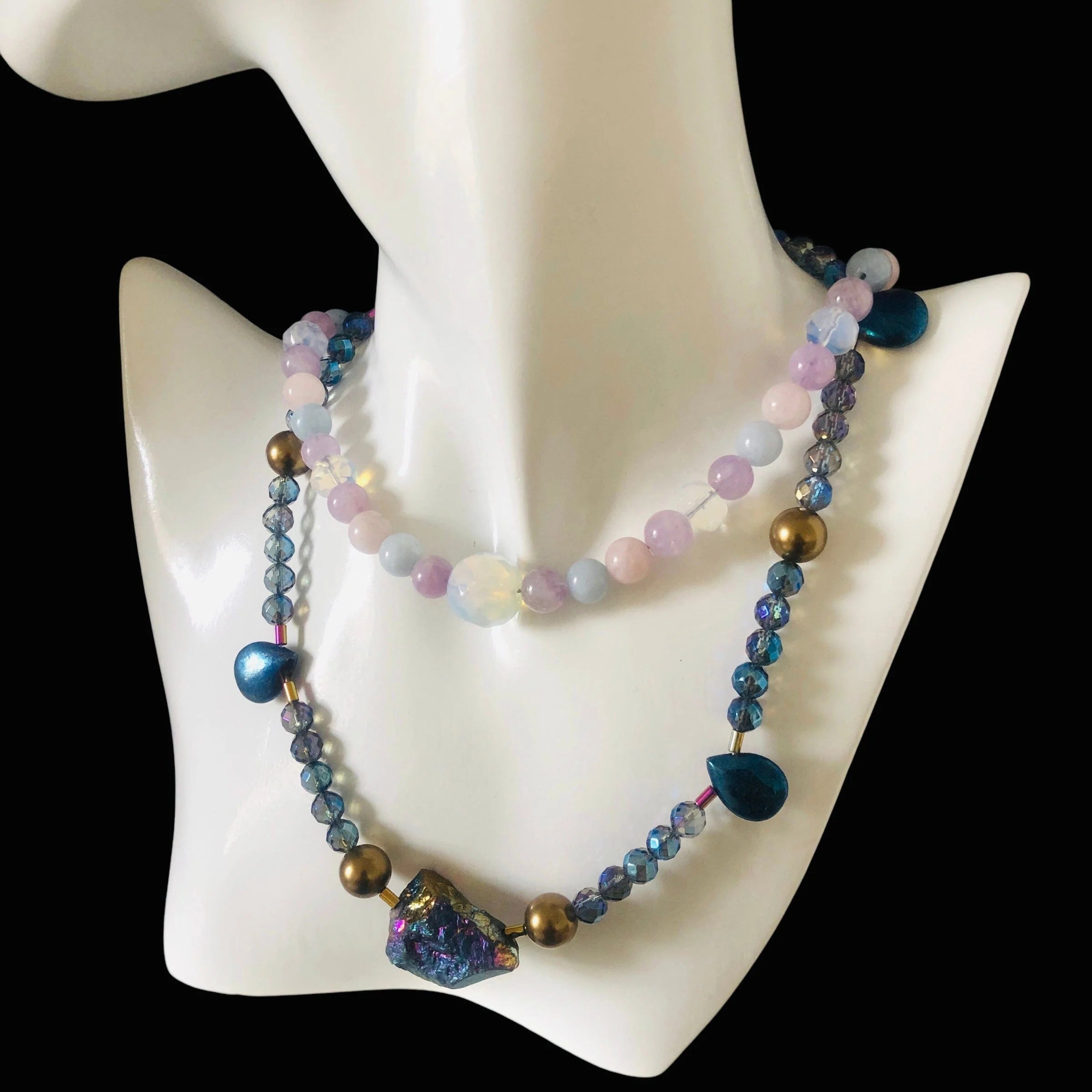 Quartz, Pyrite and Hematite Beaded Choker Necklace
