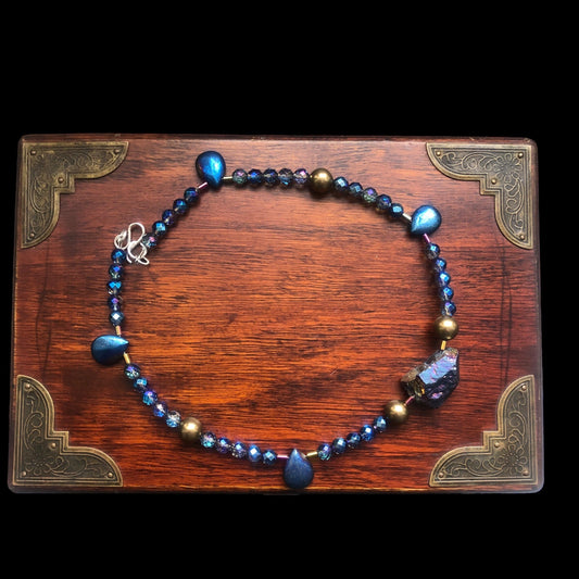 Quartz, Pyrite and Hematite Beaded Choker Necklace