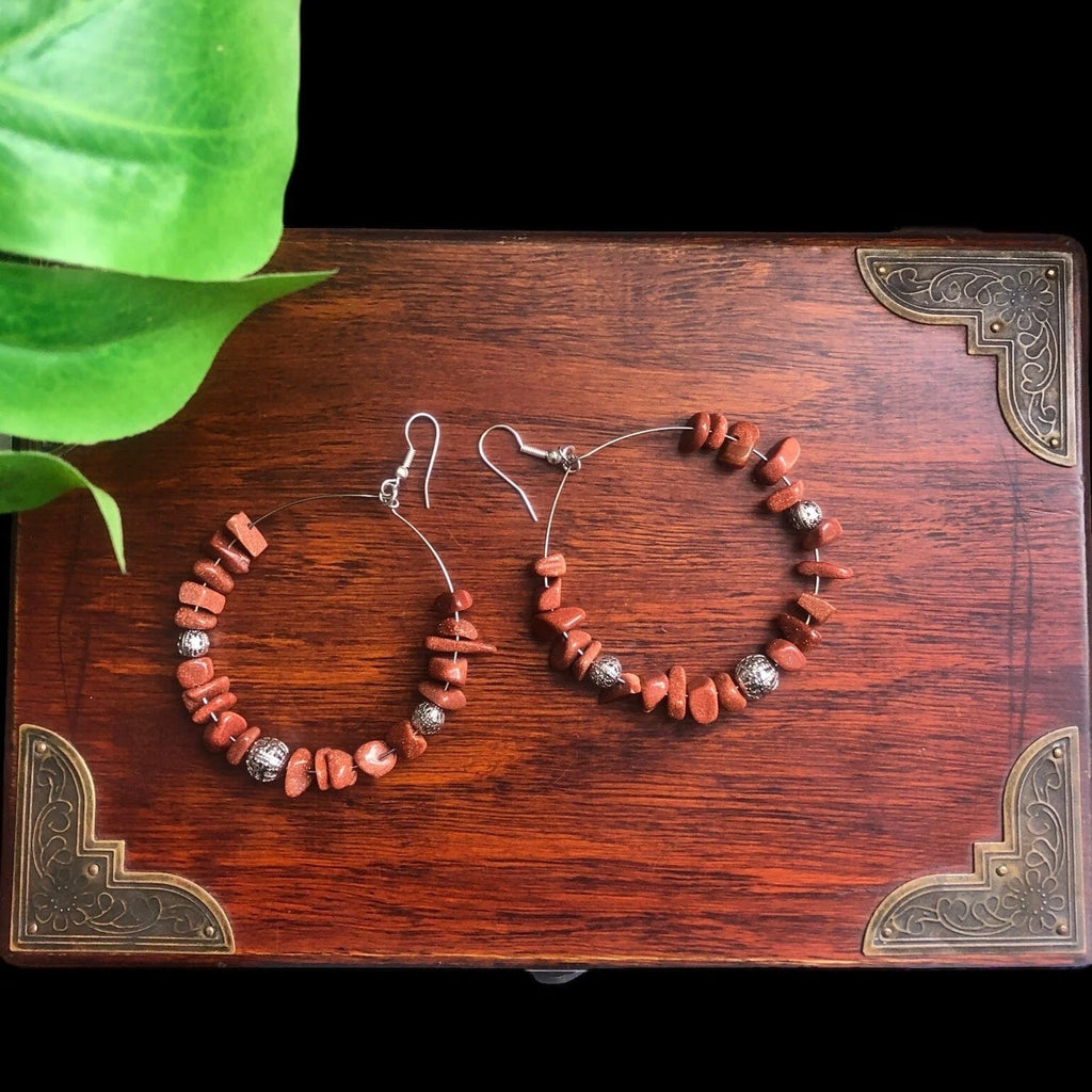 Statement Hoop Earrings with Goldstones