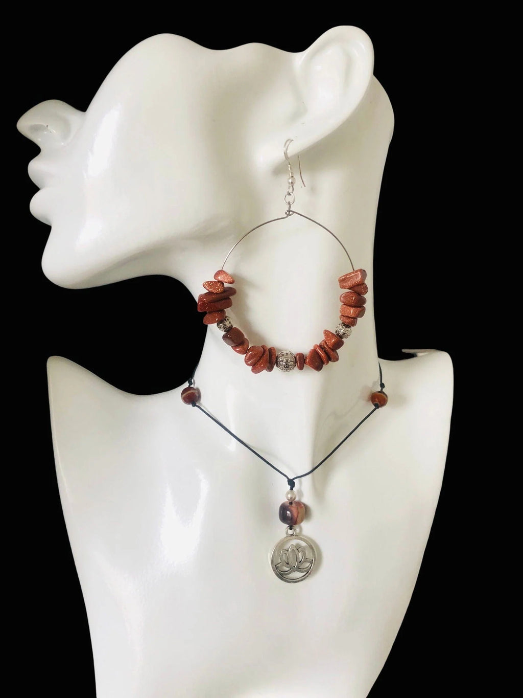 Statement Hoop Earrings with Goldstones