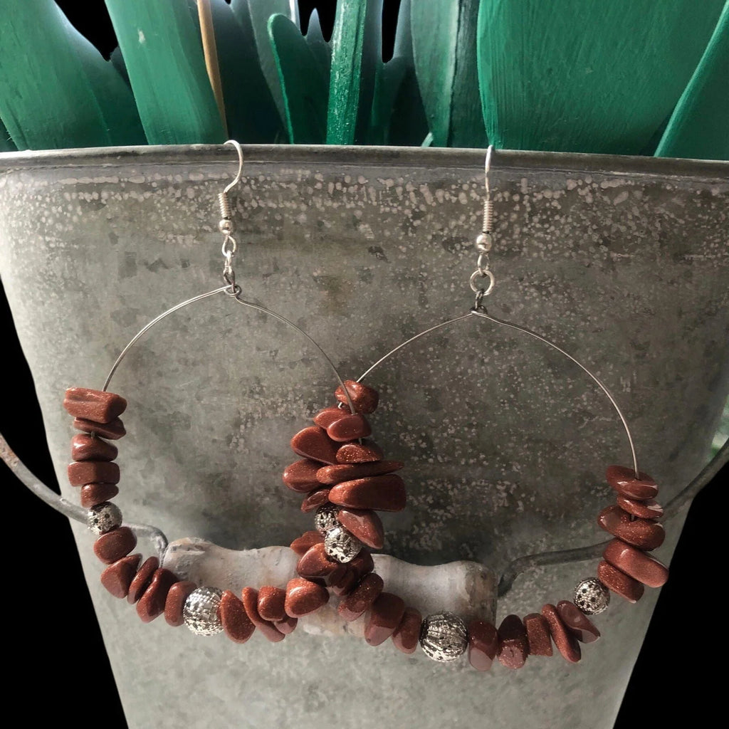 Statement Hoop Earrings with Goldstones