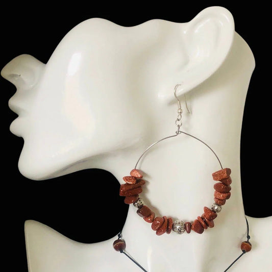 Statement Hoop Earrings with Goldstones