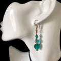 Turquoise Glass Hearts Dangle Earrings