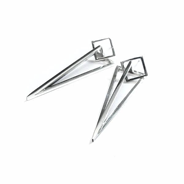 Geometric Pyramid Dangle Stud Earrings KAS WARWAS
