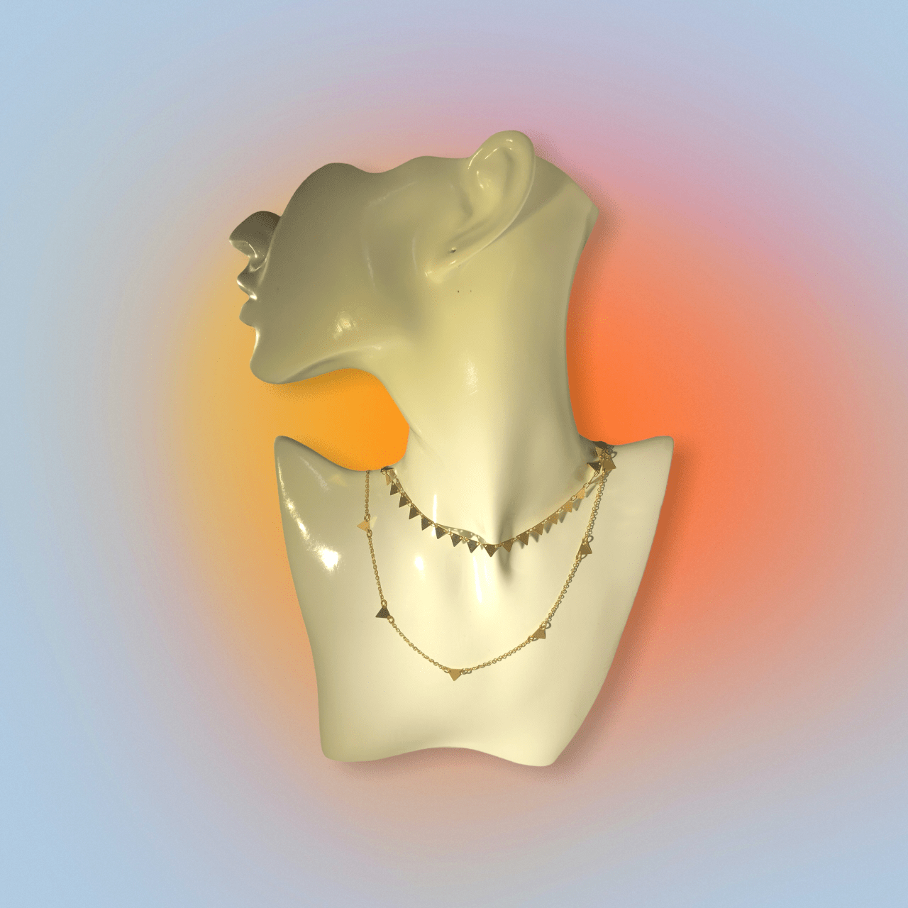 Gold-plated Choker & Chain Necklace With Triangles Bundle KAS WARWAS