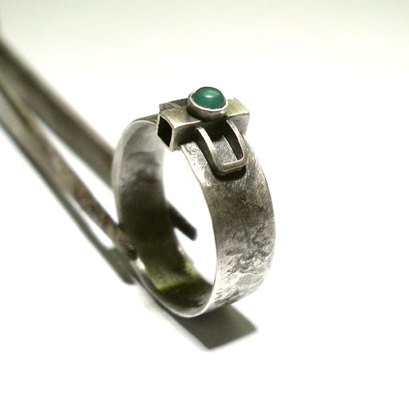 Green Agate 925 Silver Cross Ring BLITZ