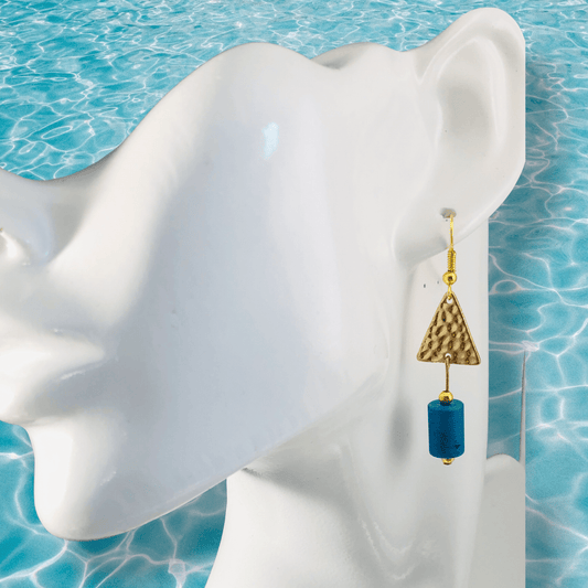 Howlite and Gold Triangle Dangle Earrings KAS WARWAS
