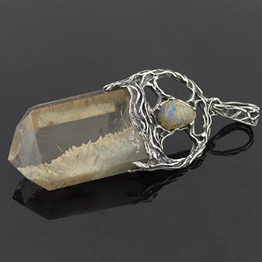 Light Smoky Quartz & Ethiopian Opal Silver Pendant MICHAŁ SIERADZKI