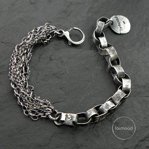 Oxidised Sterling Silver Chain Bracelet FORMOOD